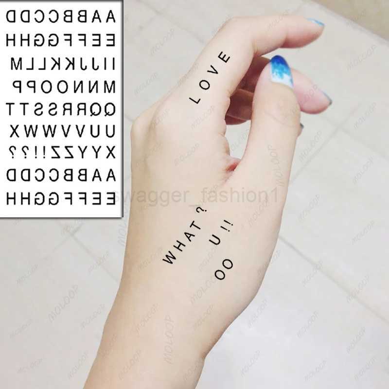 Tattoo Sticker English Alphabet Letter Roman Numerals Waterproof Temporary Body Art Fake Flash Tattoo for Man Woman KidsB240713