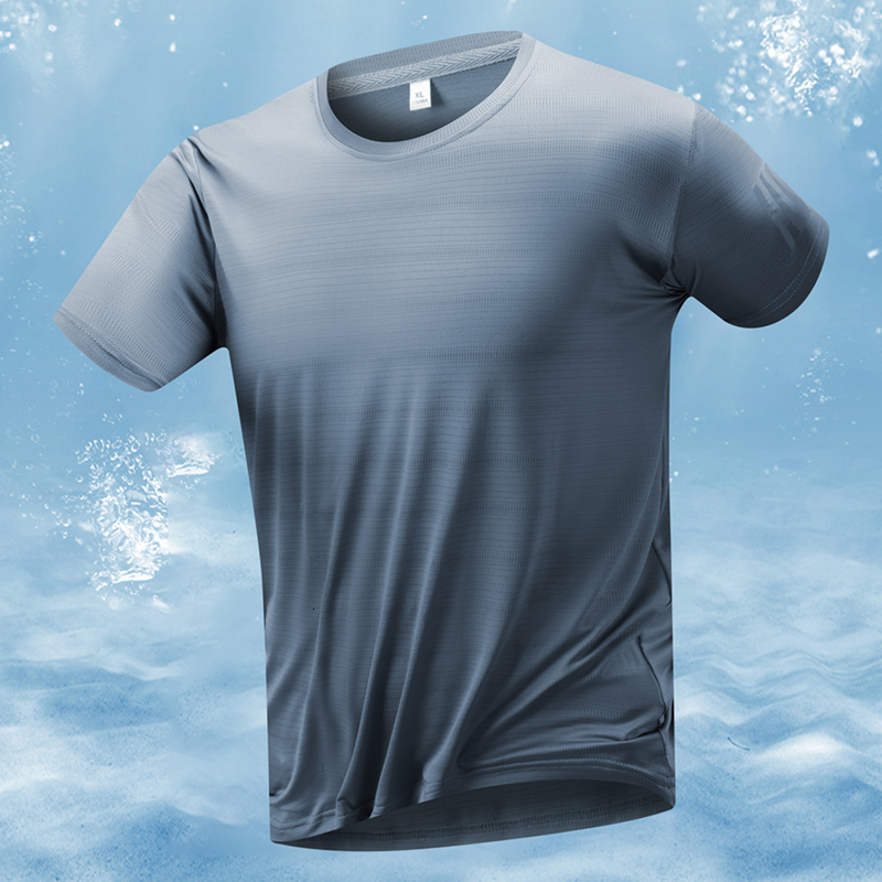 Yuncang Flash Release Summer Main Promotion Three Bar Men's Short sleeved Sports Speed drying Ultra thin Breathable Loose Leisure T-shirt