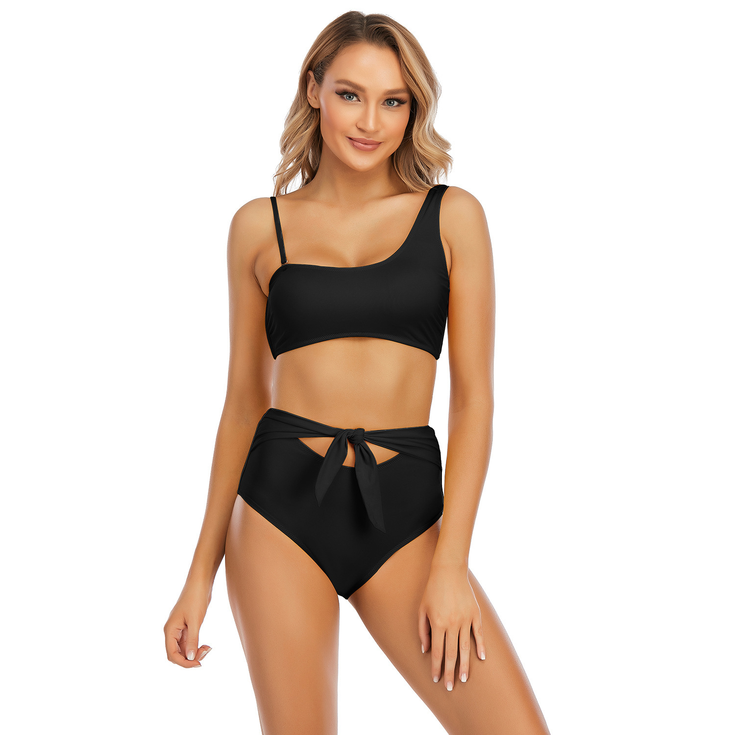 Beach New Arrival New Product Retro Washable Popular Solid Fashion 2023 New Sexy Sling Split High Waist Bikini Open Back Swimsuit Bifurcated Sexy Loos