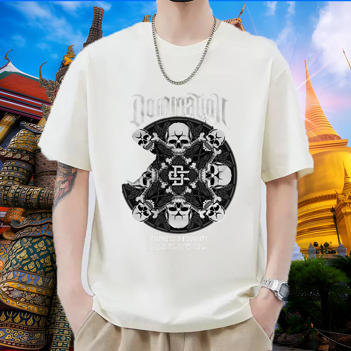 2024 T Shirts Men Skull Men Tshirts Casual Beach Breathable Short Sleeve Comfortable Polos