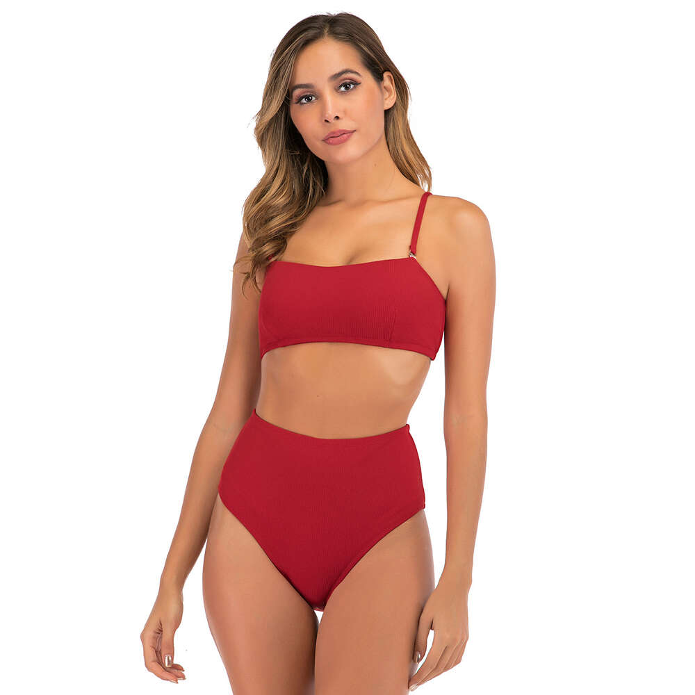New Product Long Gentle Wind High Elasticity New Pattern Fashion Split Sexy Bikini High Waisted Swimsuit, Women's Swimsuit Waist Novelty Temperam