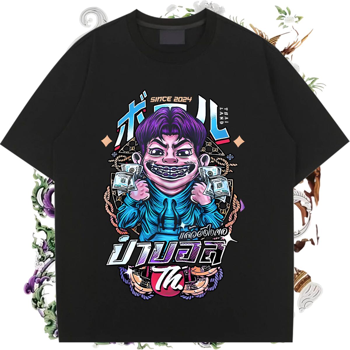 Fashion New Womens T Shirts Cotton O Neck Short Sleeves Anime Print Tops Street Casual Loose Womens Tshirts