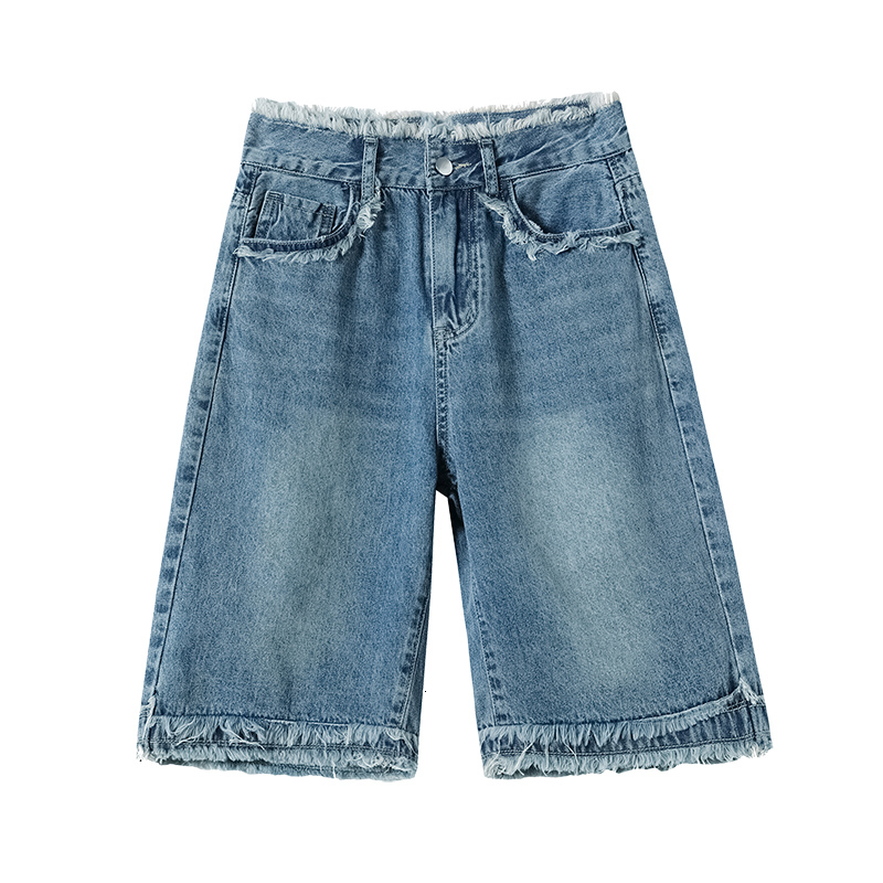 Designer's new style personalized jeans for summer, multi hair mid length pants for 2024 fashion, sports, casual, loose fit Korean women's j