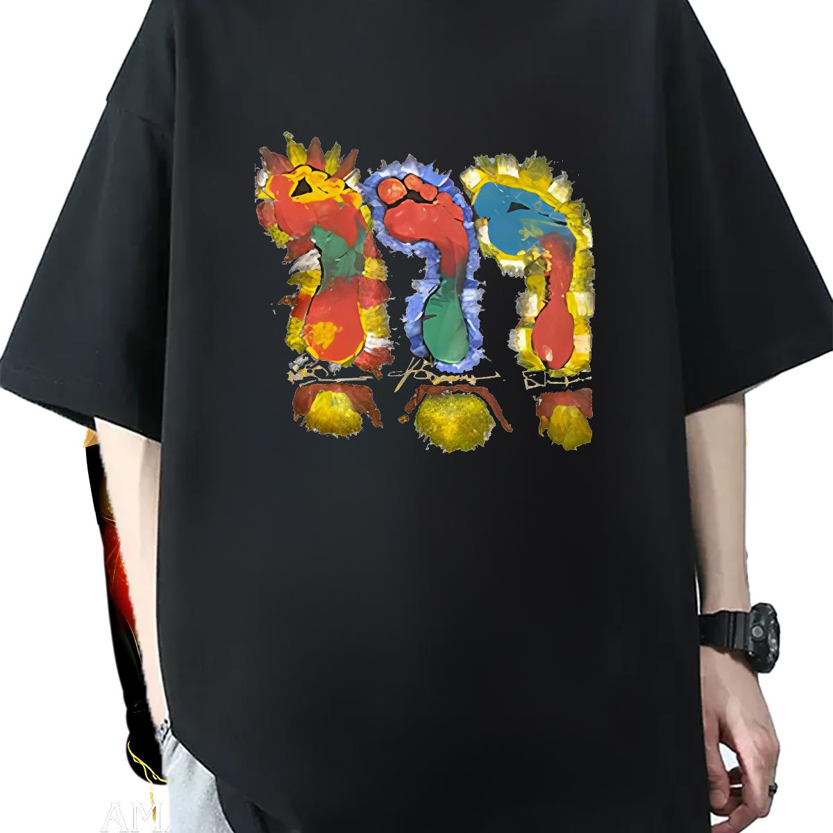 Loose Fit Mens Tshirts Cotton Breathable Short Sleeve Casual Beach T-Shirts DIY Anime Fashion Tee Shirt