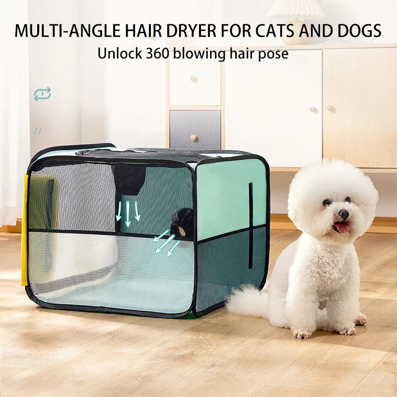 Pet Drying Box Blowing Hair Dryer Cat Cage Dogs Hair Dryer Blow Box Grooming House Bag Pet Dry Room Hands-Free Drying System