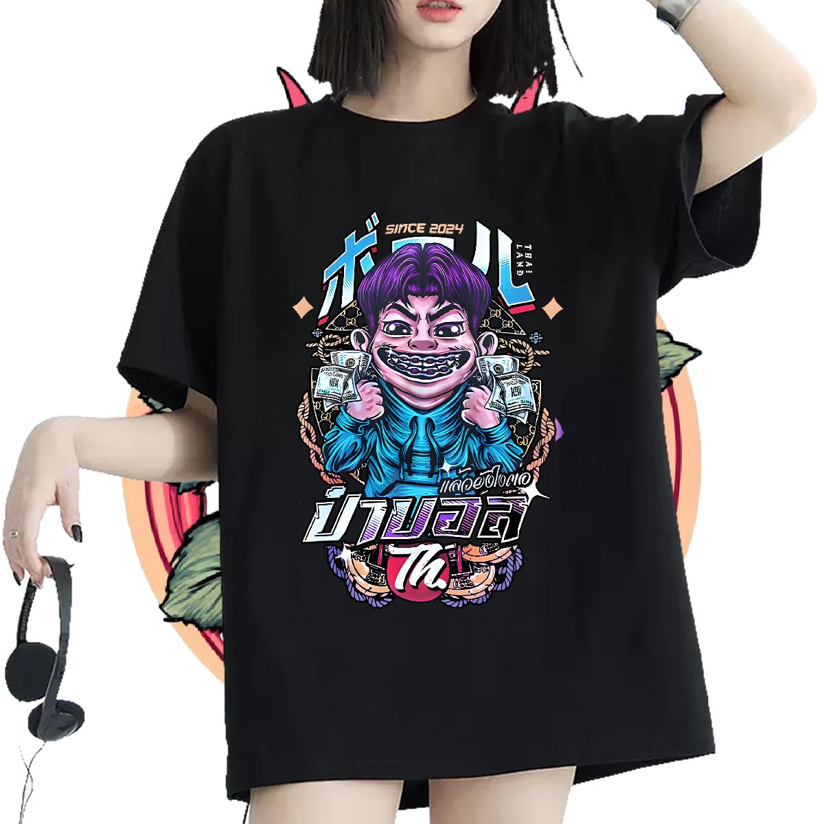 5A Womens T Shirts Cotton Comfortable Clothings Summer Casual 2024 Tshirt for Man Woman Cartoon Printing S-3XL