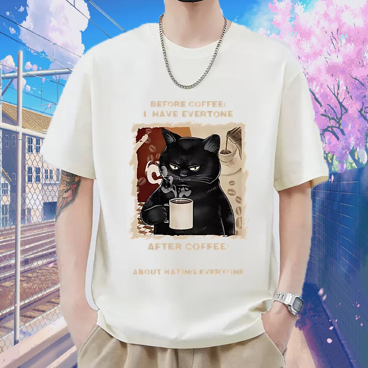 Fashion New T-Shirts Skull Anime Printing Street Men Tops Tees Breathable Crew Neck High Quality