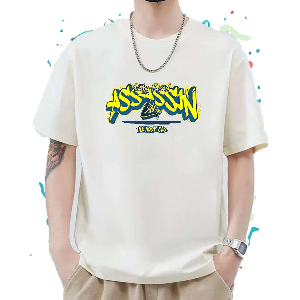 Loose Fit T-Shirts Daily Outfit Cotton Breathable Short Sleeve Men Tshirts Stylist DIY Anime Tee Shirt
