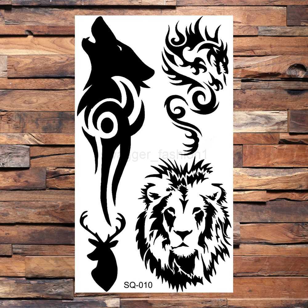 Black Scorpion Temporary Tattoos For Adults Men Realistic Dragon Wolf Tiger Thorns Fake Tattoo Sticker Hand Leg Tatoos CreativeB240713