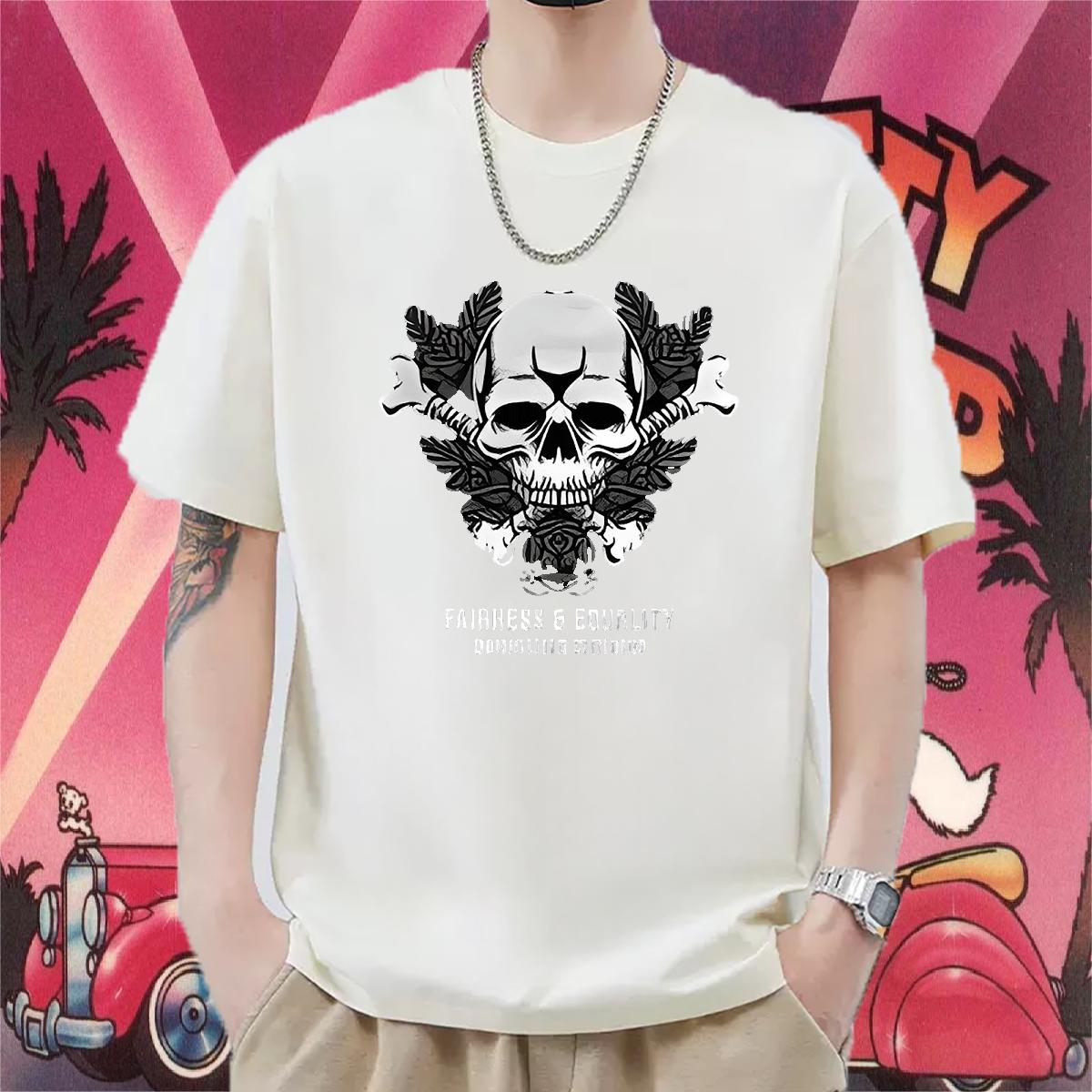 Loose Fit Men T Shirts High Street Hip Hop Cotton O Neck Short Sleeves Tshirt for Man Woman DIY Custom Print Oversized Tops Tees