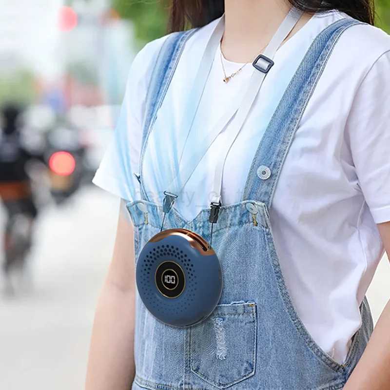 Fashion Portable Bladeless Donut Shape Hanging Neck Fan MINI USB Charging Mute Sports Handheld Neck Fan For Outdoor Sport TravelCL240712