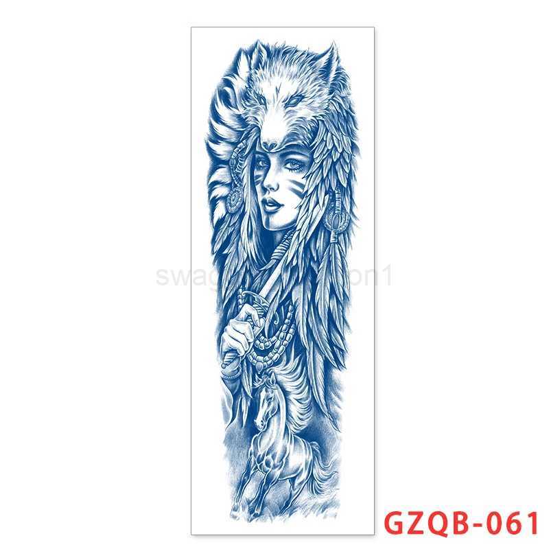 Large Full Arm Waterproof Temporary Tattoo Sticker Lasting Tattoo Sticker Tiger Wolf Body Art Personality Fake Tattoo Women MenB240713