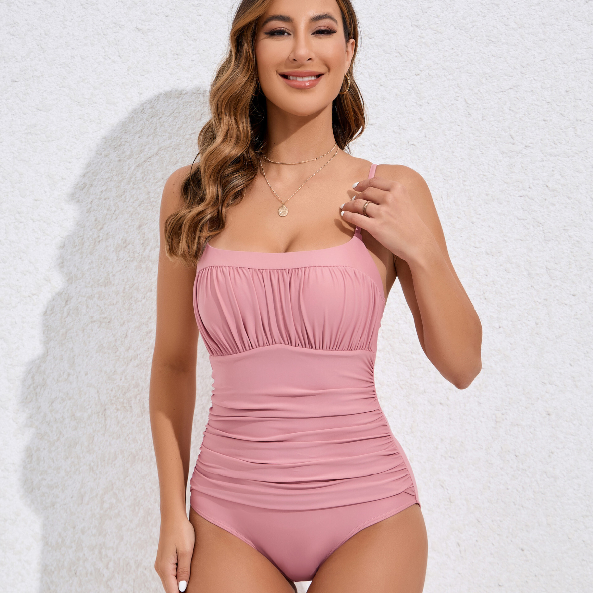 2024 New Chest Abdominal Folds, Designed to Cover the Belly Make You Look Slimmer. One Piece Swimsuit with Adjustable Shoulder Straps and A Beautiful 
