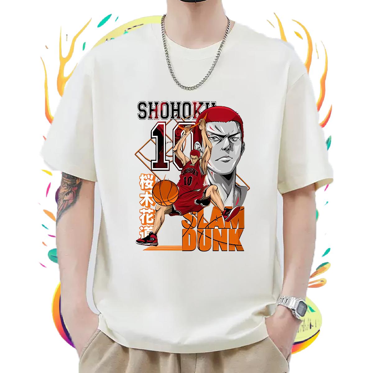 Wholesale Men T Shirts Anime Print Tshirts Street Wear Cotton Breathable Short Sleeve Cool Tees Shirts