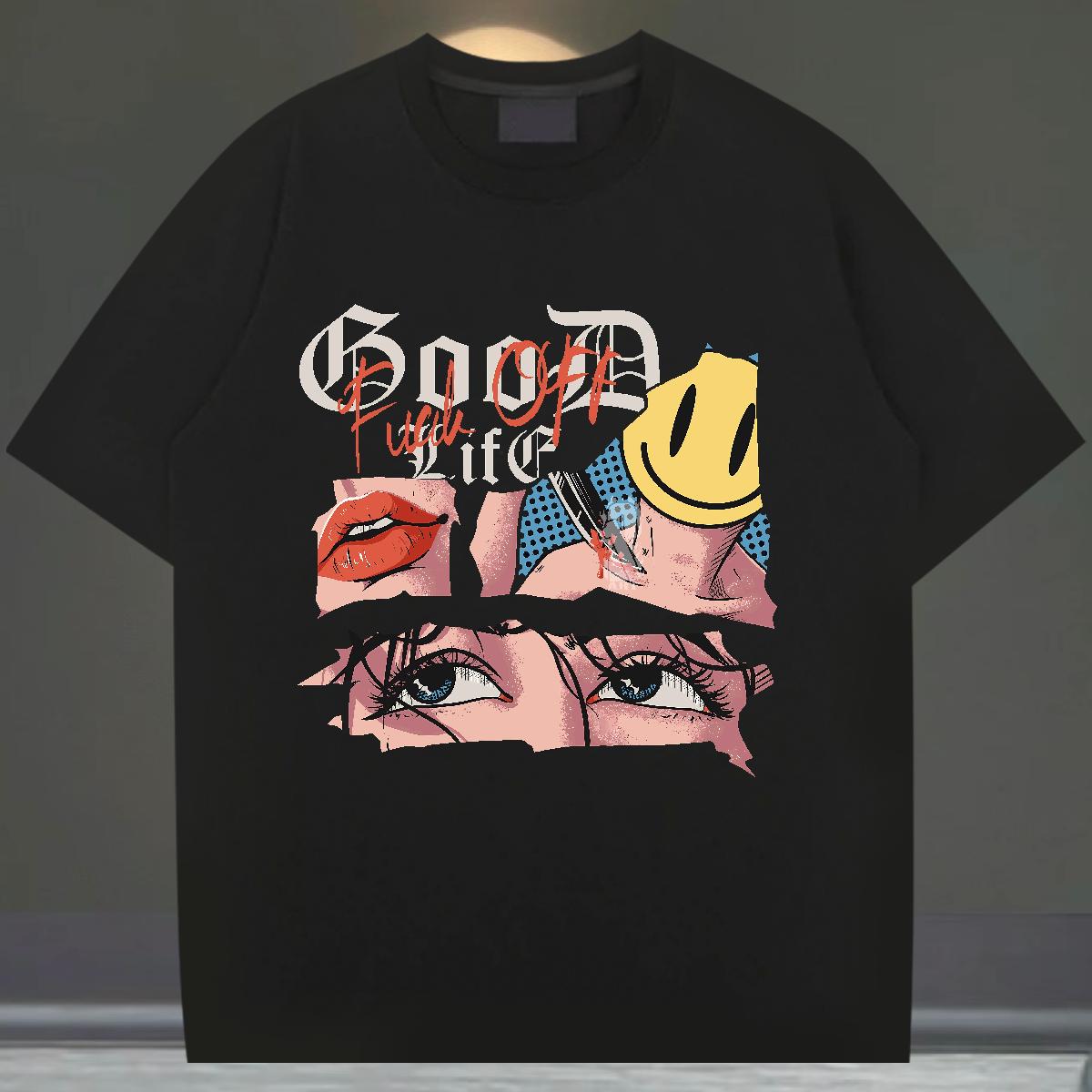 Designer Men Tops Tees Short Sleeve Cotton O-Neck Street Casual T shirt Black Oversized Fashion Clothings