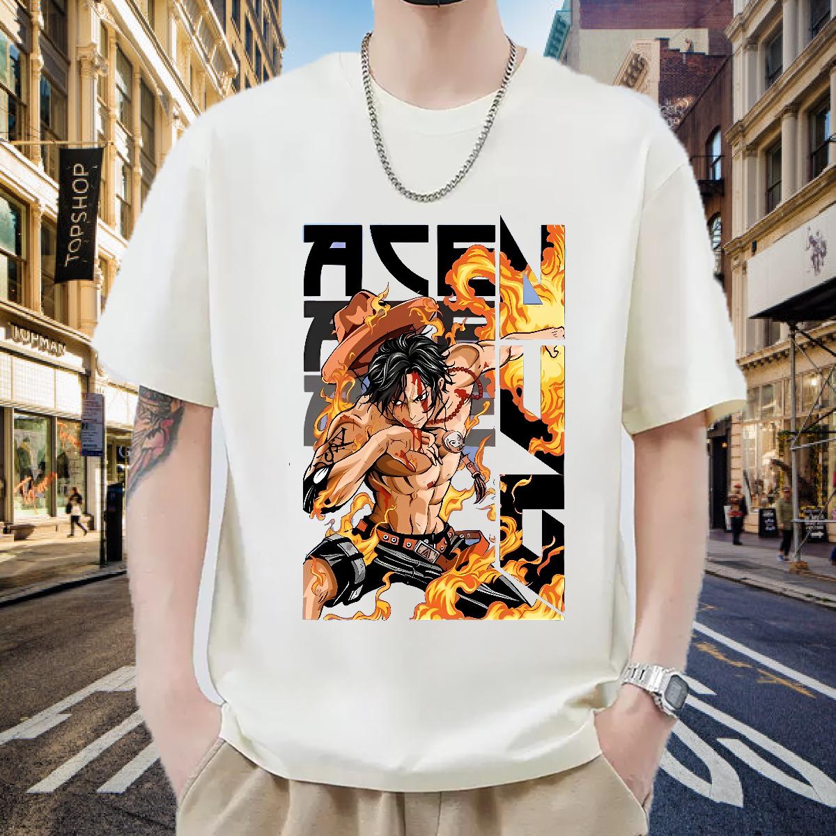 Fashion Casual T shirt Anime Men Tops Tees Casual Beach Cotton Breathable Short Sleeve High Quality Clothings