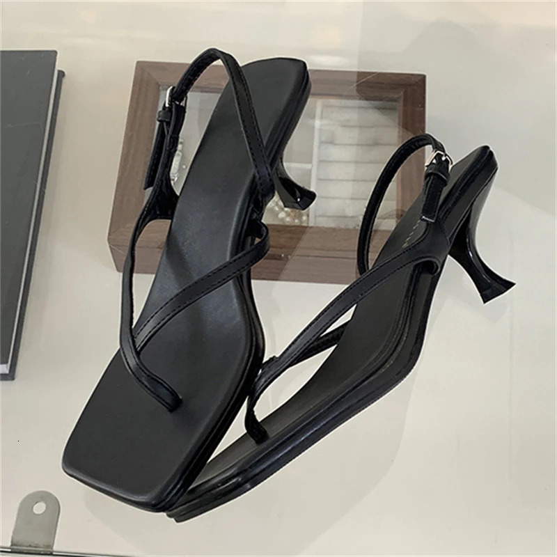 Eilyken Street style summer square pinch toe thin high-heeled womens sandals narrowband womens casual shoes 240712
