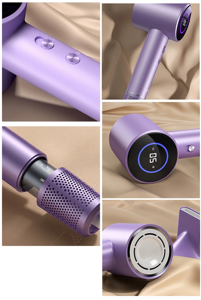 Electric Hair Dryer 1600W and Cold Wind High Speed Blower Dryer Ionic LCD Display Temperature Hairdryer 240708