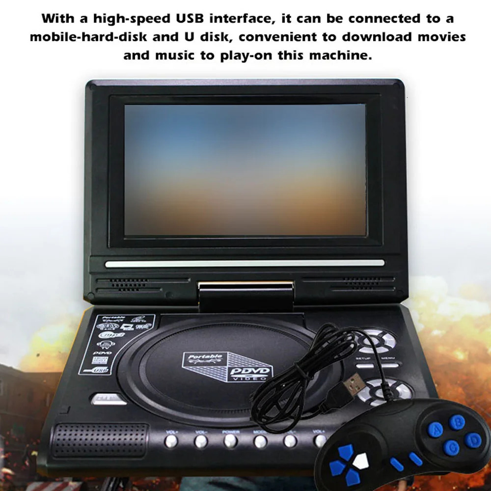 78inch 16 9 Widescreen DVD Player 270° Rotatable LCD Screen Home Car TV Portable VCD MP3 Viewer with Game Function 240711 - view 4