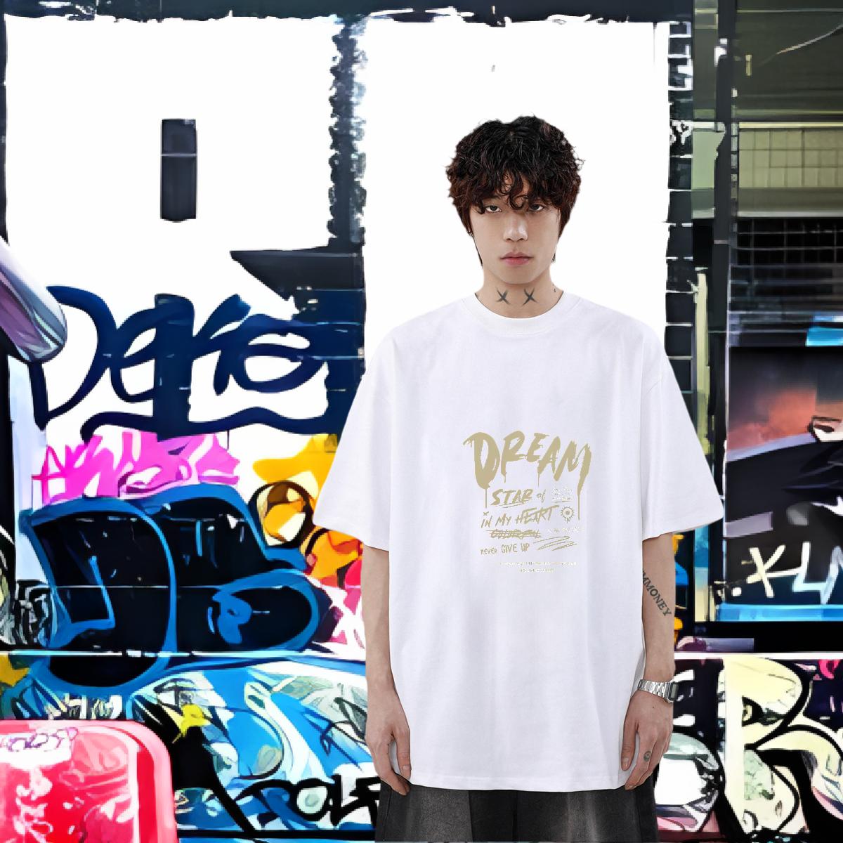 High Quality Mens T Shirts Spring Summer Round Neck Short Sleeve Tshirts 2024 DIY Anime Tee Shirt