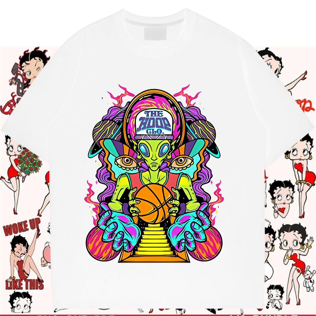 Loose Men Clothes T-Shirt Cotton O Neck Short Sleeves Sport T shirt Custom Cartoon Classic Tops Shirt