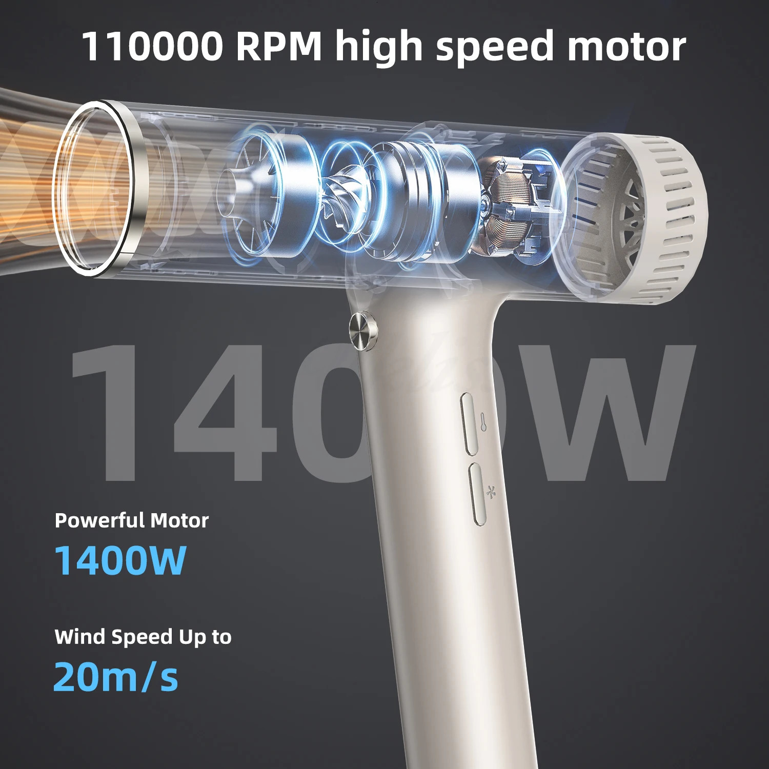 Super Hair Dryer Leafless Hairdryer High Speed Negative Ion Constant temperature Electric Brushless Motor Hair Dryer 240708