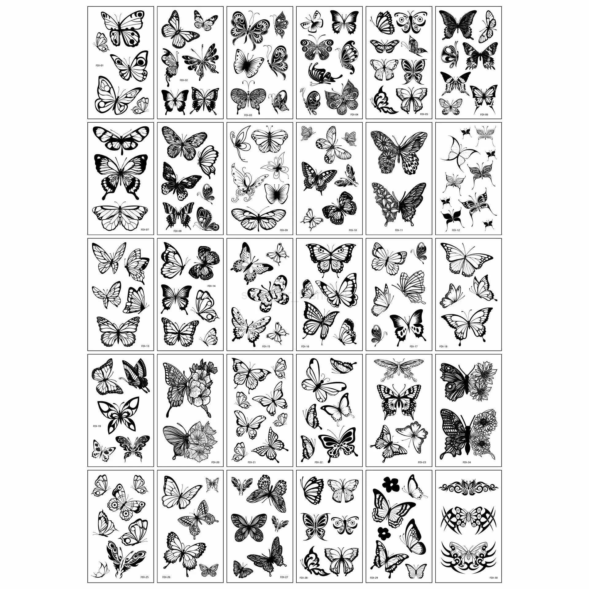 30PCS Womens Tattoo Tips Waterproof Tattoos Butterfly Tattoo Stickers Mini Fake Tattoos Temporary Tattoo Stickers ZS319B240713