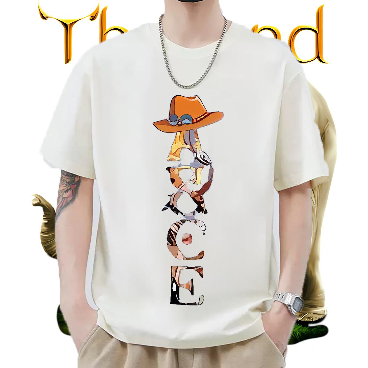 Unisex Men T Shirts Hip Hop Street Breathable Crew Neck Cotton Mens Tshirts 2024 Anime Print Wear