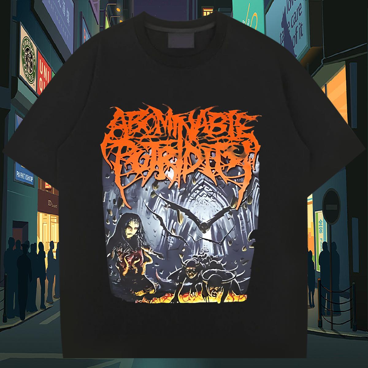 Wholesale T Shirts Men Anime Print Tshirts High Street Hip Hop 180g Cotton Comfortable Clothes