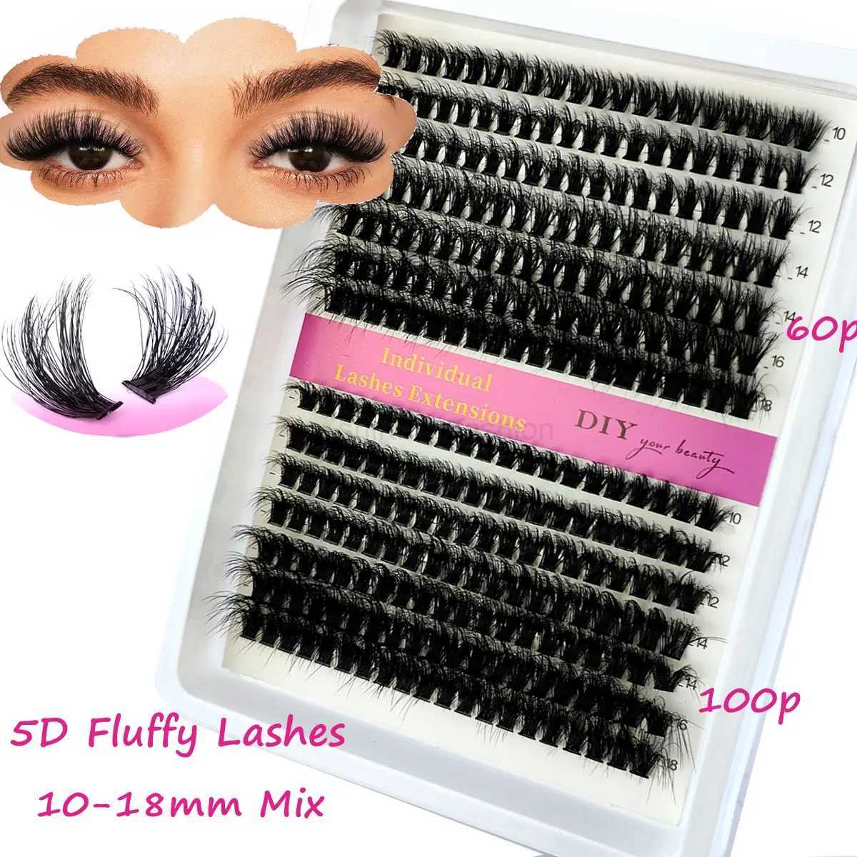 14 Rows 5D Fluffy Cluster Lashes 40D60D/80D/100D Thick Eyelash CC/D/DD Curl 10-18mm Mix Individual Lashes DIY Lash ExtensionsCL240713