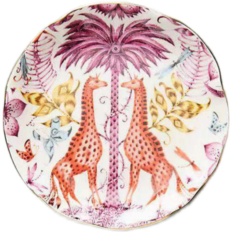 Anthropology Trinket Dish Forest Animal Hand-painted Tray for Home Decor Ceramic Plates Upscale el Placement cute platter 240711