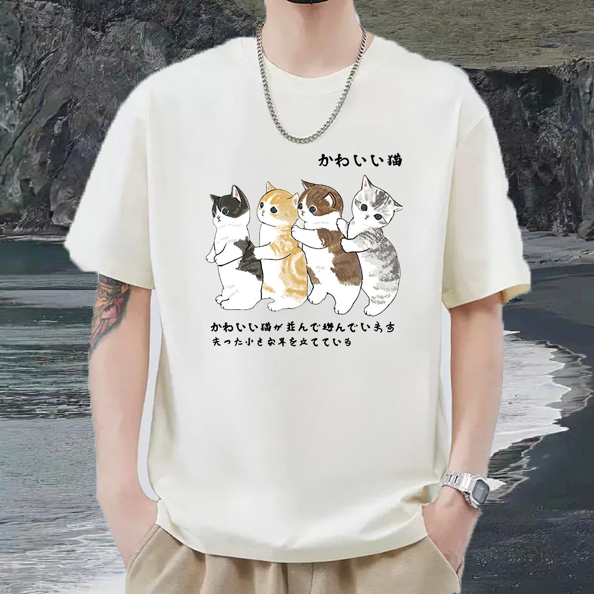 Fashion Design T-Shirts for Men Custom Printed Summer Casual Men Tshirts Breathable Crew Neck Cotton Loose Fit