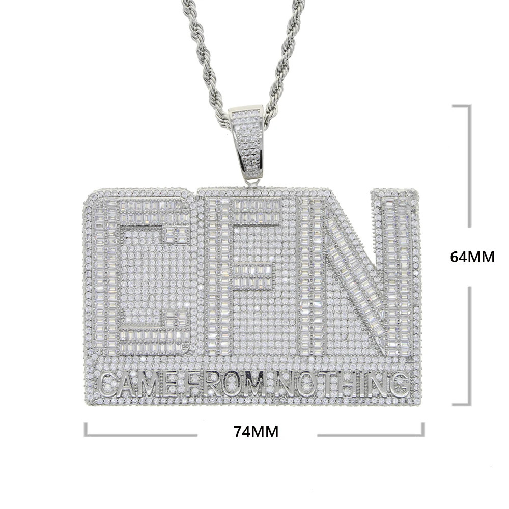 Iced Out Bling CZ Letter CFN Pendant Necklace Silver Color Full 5A Zircon Came From Nothing Charm Men Fashion Hiphop Jewelry 240710