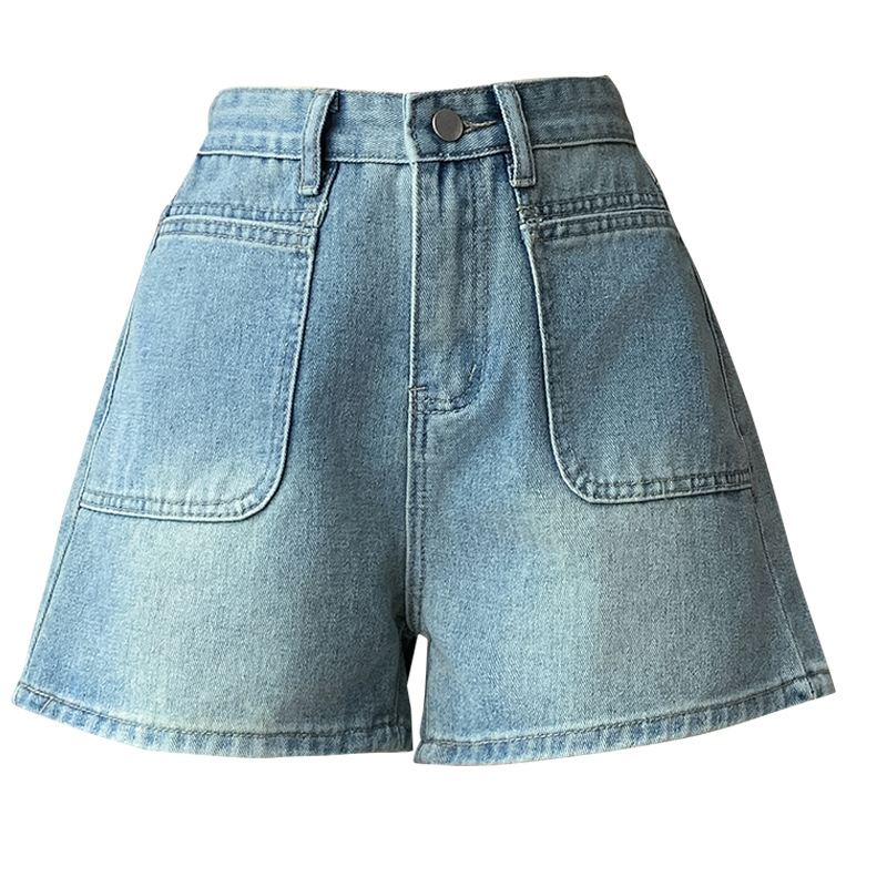 Designer's new wide leg denim shorts summer sexy short skirt refreshing and comfortable to wear pants large pocket women's casual wear