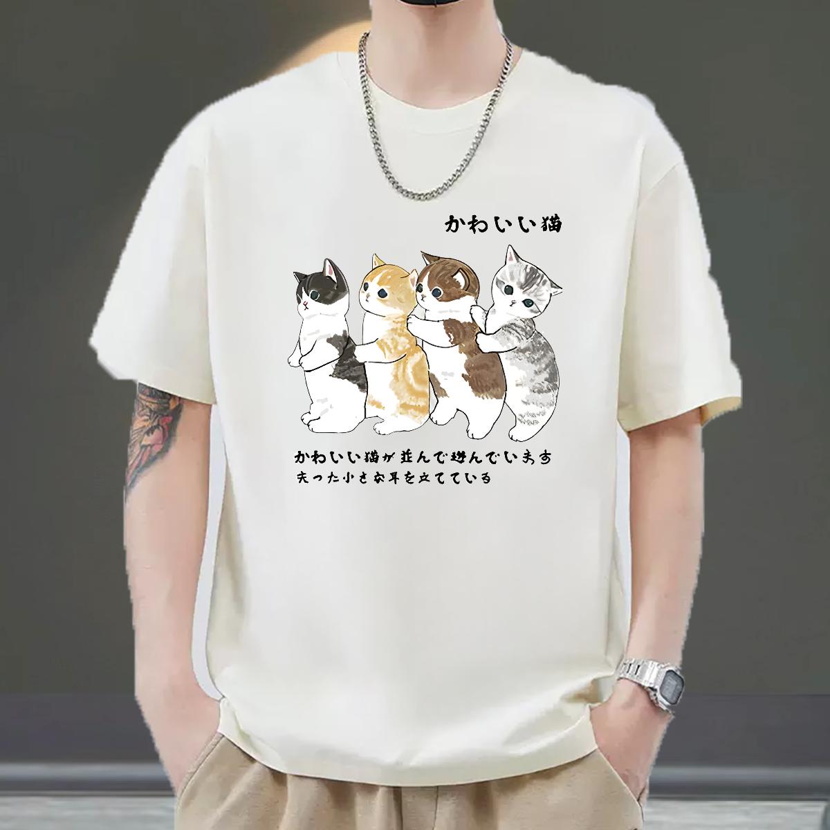 Classic T-Shirts for Men High Street Hip Hop Breathable Crew Neck Cotton Couples T Shirts Brand Black Oversized Tops Tees