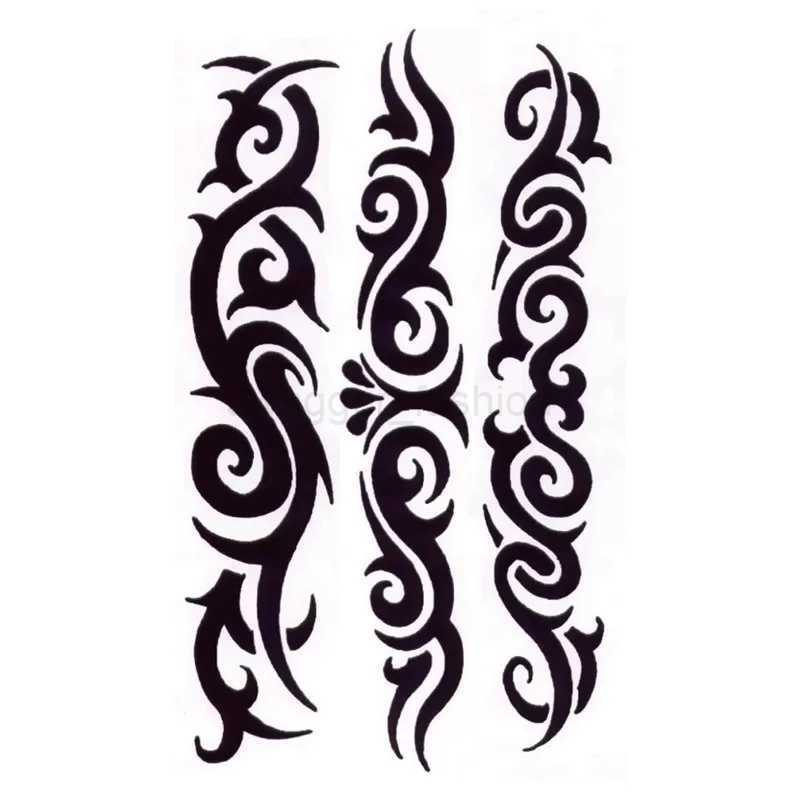 Tattoo Sticker Cool Black Line Element Totem Fake Tatto Waterproof Temporary Hand Chest Arm Makeup for Women Men Body Art TatooB240713