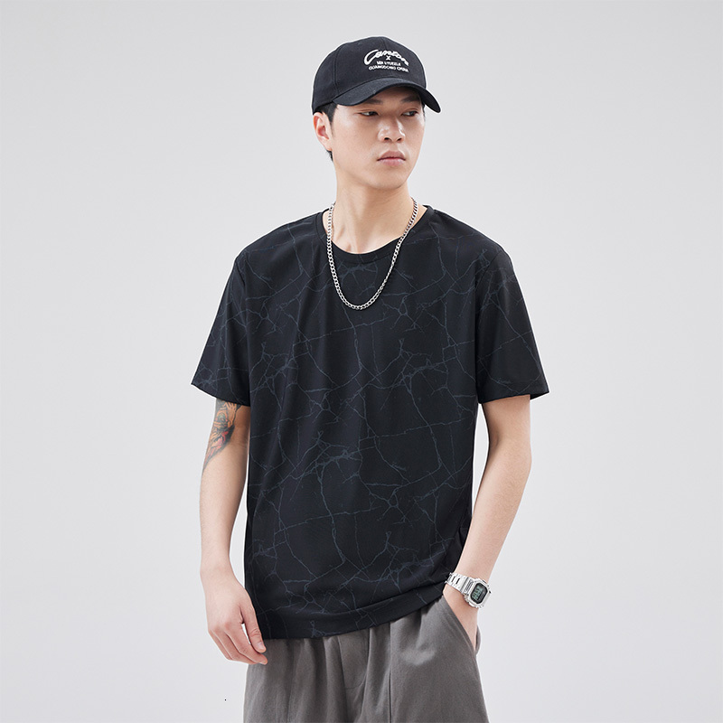 Ice silk T-shirt men's summer running fiess breathable quick drying top thin stretch plus size sportswear