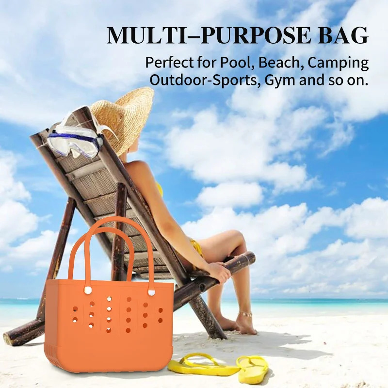 Extra Large Summer EVA Waterproof Women Beach Tote with Holes Pouch Shopping Storage Basket Travel Bag 240708 9de2 4