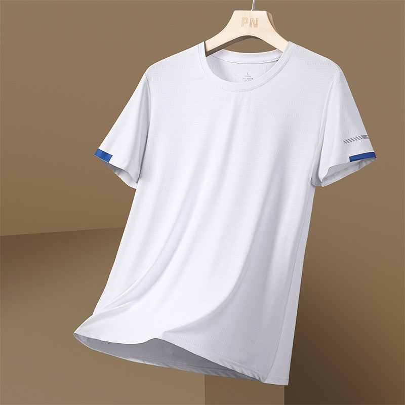 Self operated cloud warehouse summer new feeling cooling elastic ice silk short sleeved casual versatile T-shirt for men