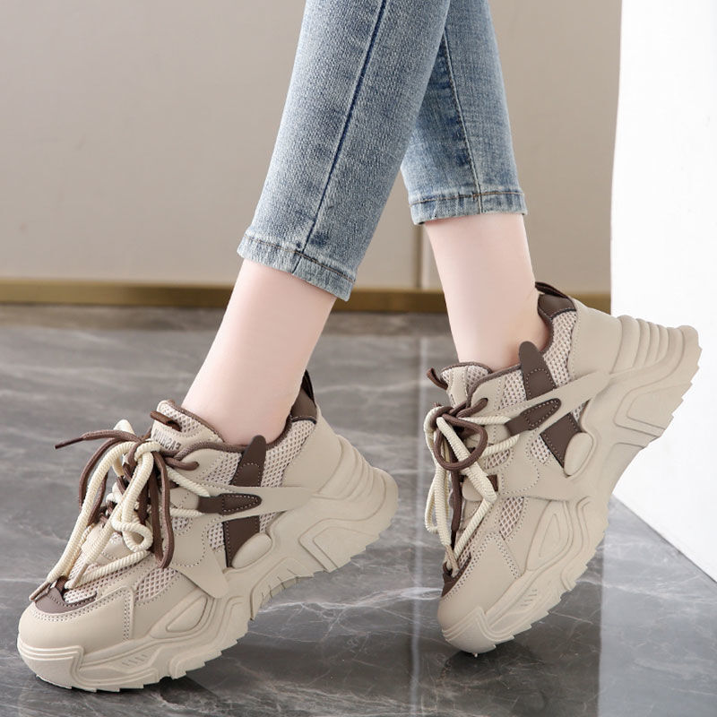Ddmysports Internet Celebrity Stomping Poop Feeg Dad Summer Mesh Breathable New Height Increasing Thick Sole Casual Trendy Sports Shoes For Women OUTD