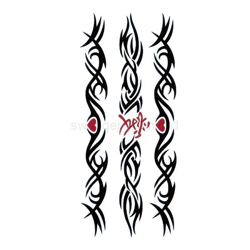 Tattoo Sticker Cool Black Line Element Totem Fake Tatto Waterproof Temporary Hand Chest Arm Makeup for Women Men Body Art TatooB240713