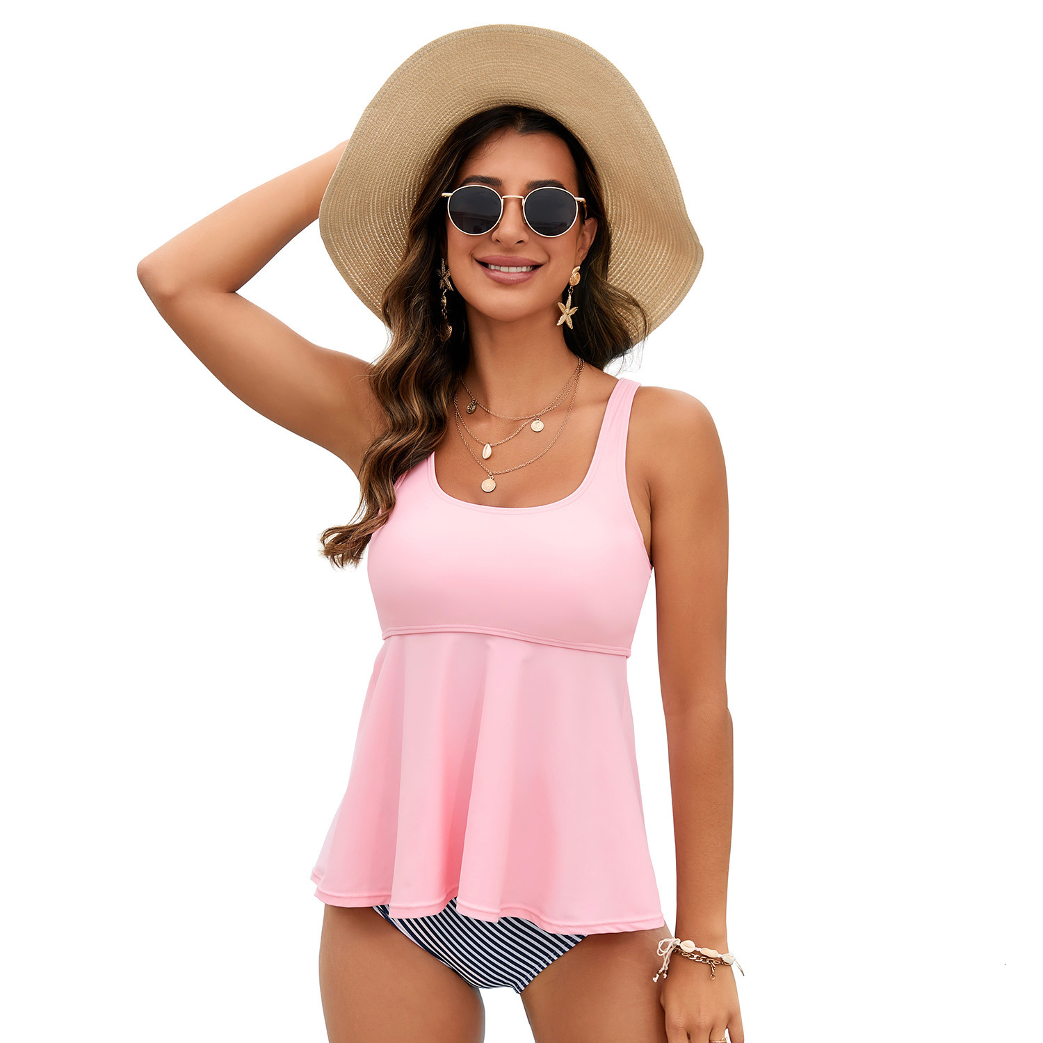 Swimming suit covering flesh, bikini suspender, split triangle women, beautiful back, large-sized swimsuit for women