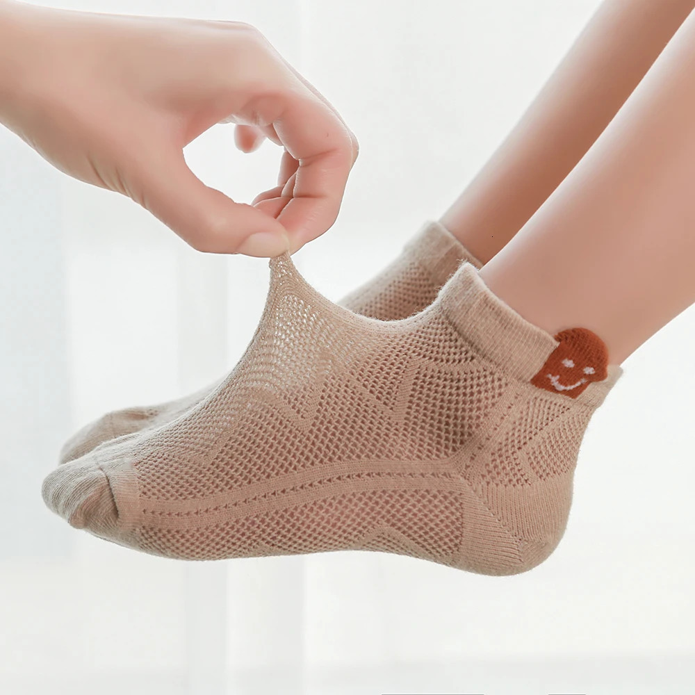 5Pairs/lot Summer Spring Baby Socks Thin Mesh Cotton Kids Socks Lovely Smile Cute Boy Socks 240703CJ