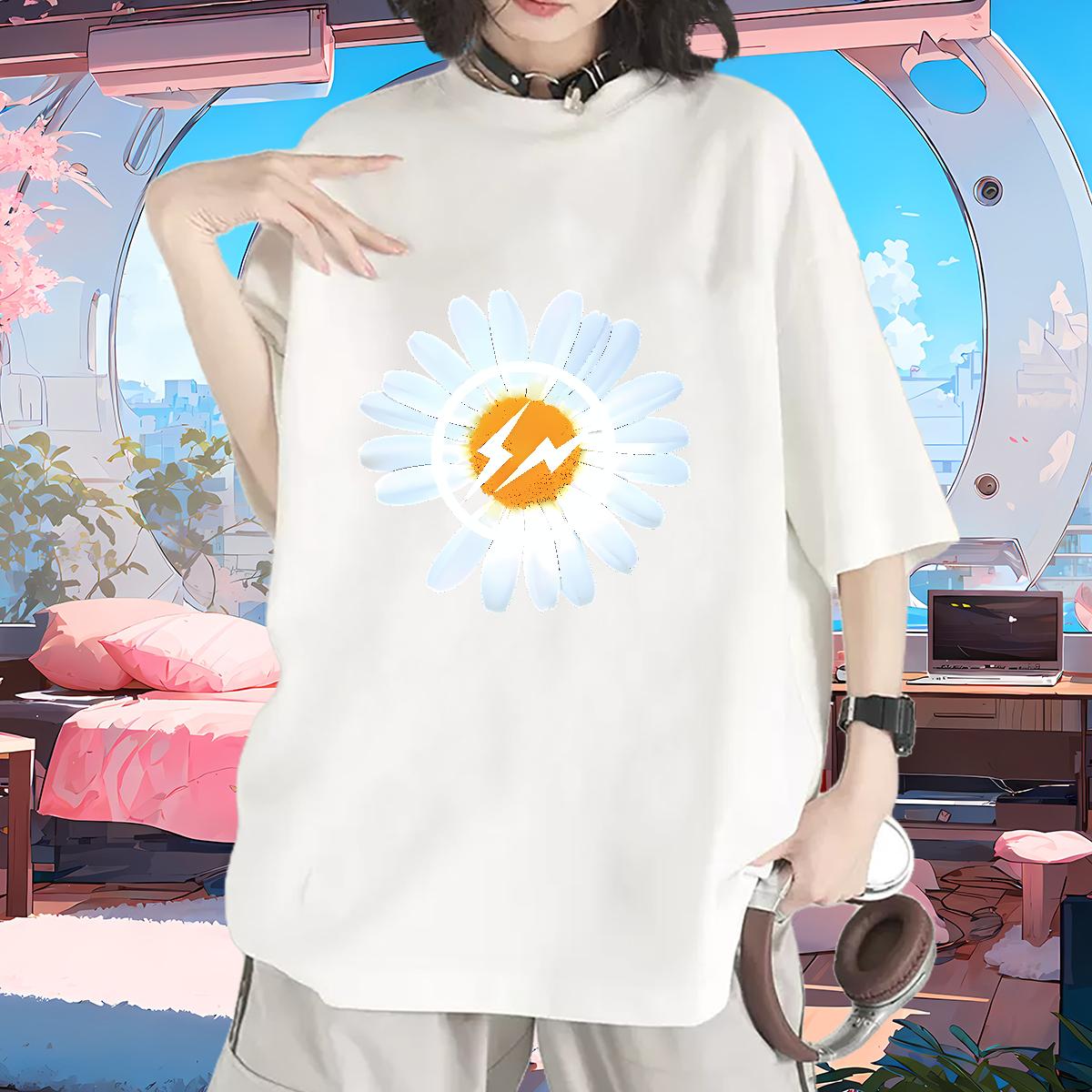 Loose Women T Shirts Breathable Crew Neck Cotton Tshirts Outdoor DIY Unisex Tshirts Custom Cartoon