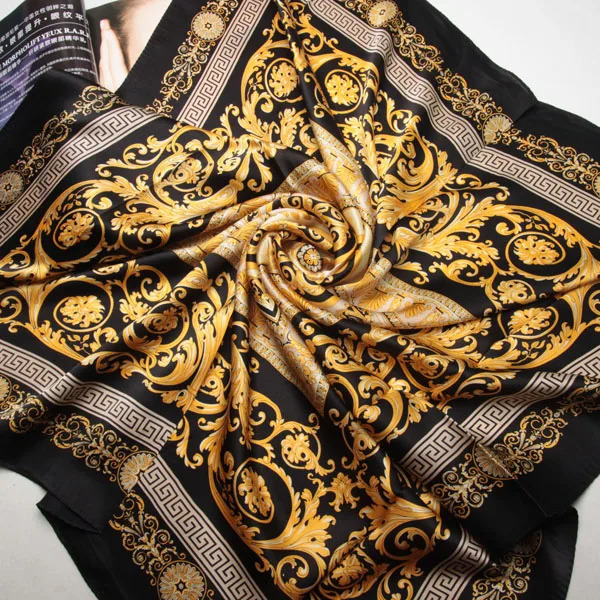 SLKSCF 88X88CM s square silk satin scarves 100% silk scarf square silk satin scarfs capes female 240711