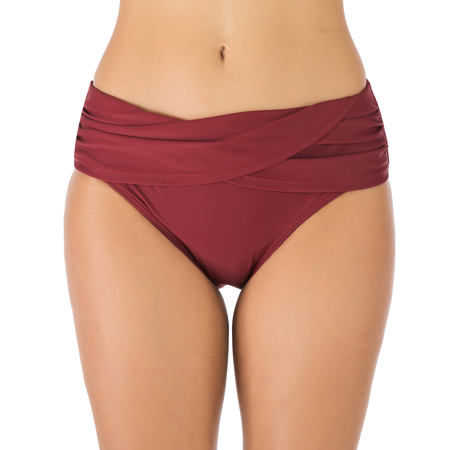 2023 women's solid color neck hanging sexy split swimsuit women