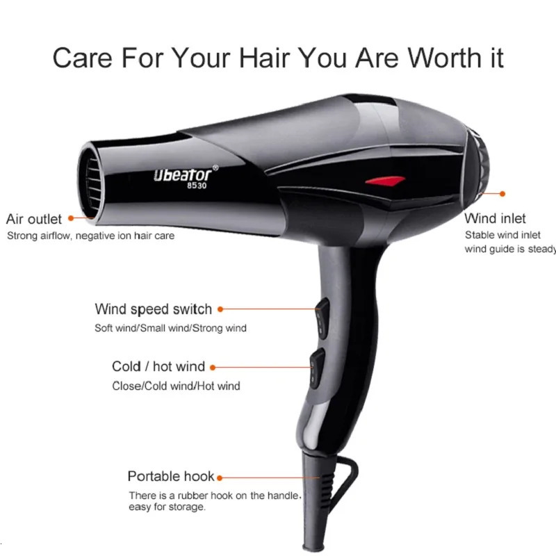 strong Power Hair Dryer for Hairdressing Barber Salon Tools Blow Dryer Low Hairdryer Hair Dryer Fan 220240V 240708