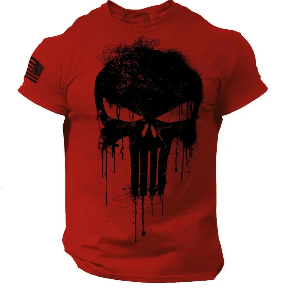 Minimalist Skull Helmet Pattern Printed Mens T Shirt Round Neck Loos Top Breathable Comfortable Summer Oversized y2k Clothing 240703