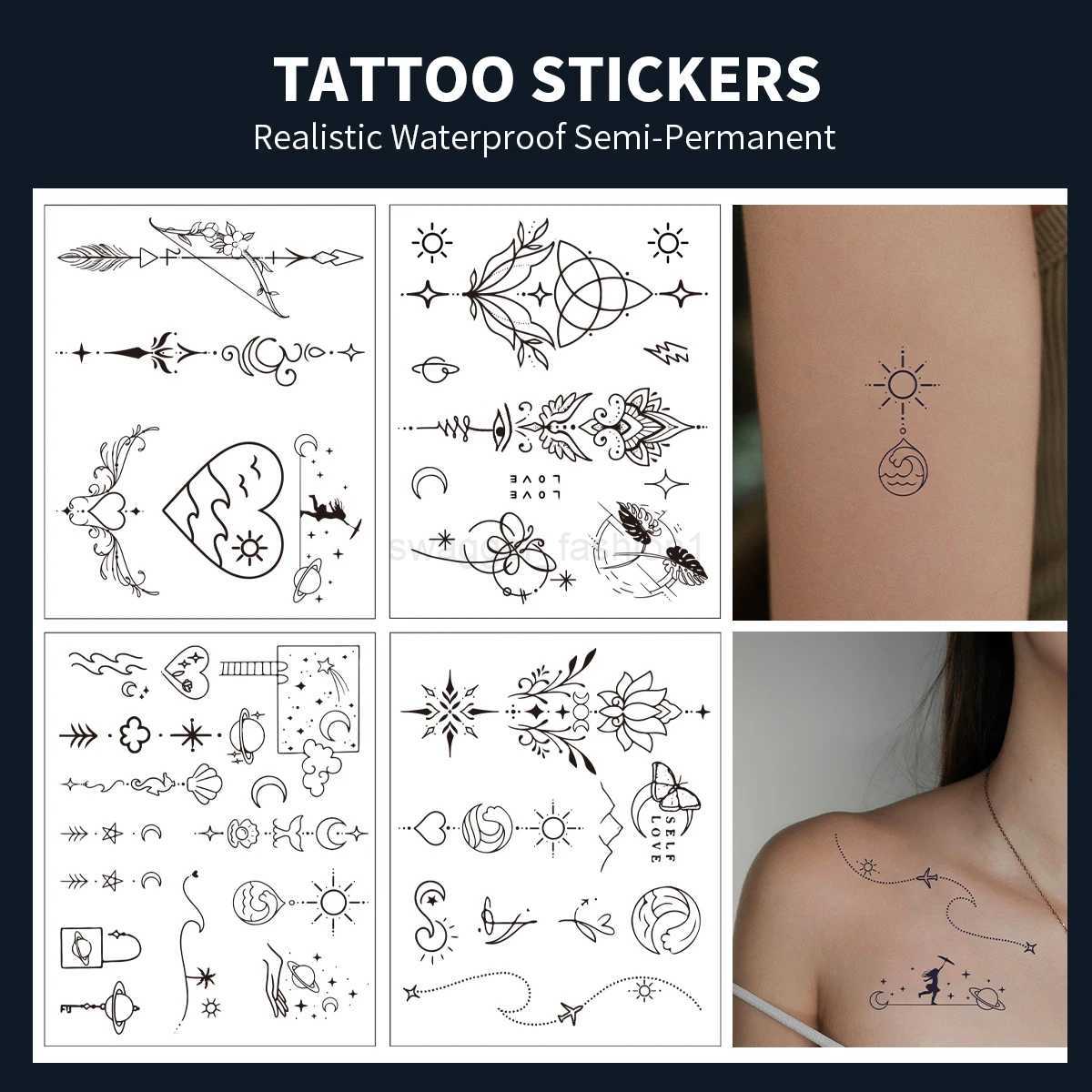 4pcs New Love Wave Line Pattern Personalized Tattoo for Women Semi Permanent Waterproof Tattoo Sticker Party AccessoriesB240713