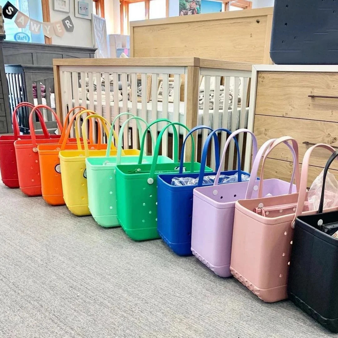 Extra Large Summer EVA Waterproof Women Beach Tote with Holes Pouch Shopping Storage Basket Travel Bag 240708 9de2 4